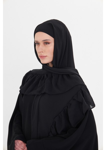 Siyah Arkadan Lastikli Şal Şifon Fırfırlı 2411_01 modelleri