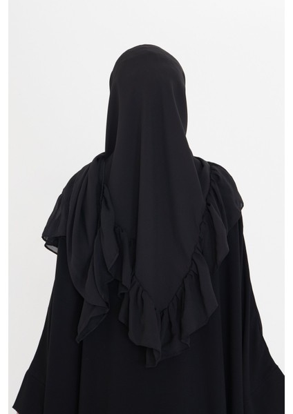 Siyah Arkadan Lastikli Şal Şifon Fırfırlı 2411_01 fırsatları