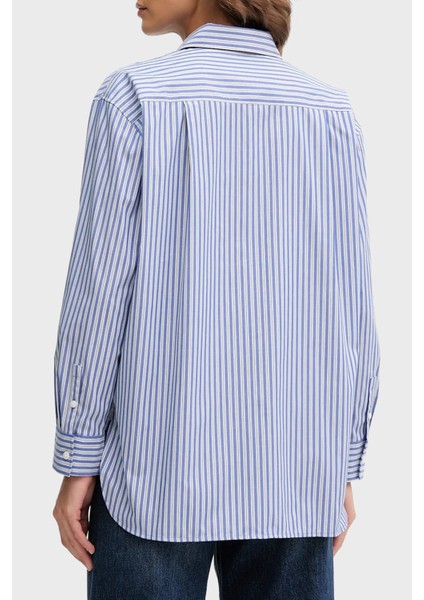 Çizgili Pamuklu Relaxed Fit Uzun Kollu Gömlek LV044D170GZNX Bayan Gömlek LV044D170G Znx modelleri