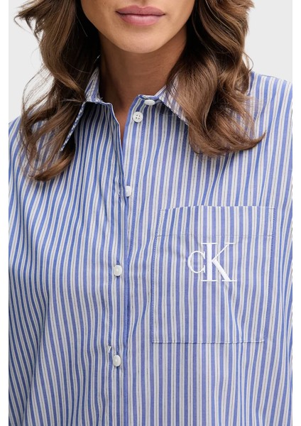 Çizgili Pamuklu Relaxed Fit Uzun Kollu Gömlek LV044D170GZNX Bayan Gömlek LV044D170G Znx fırsatları