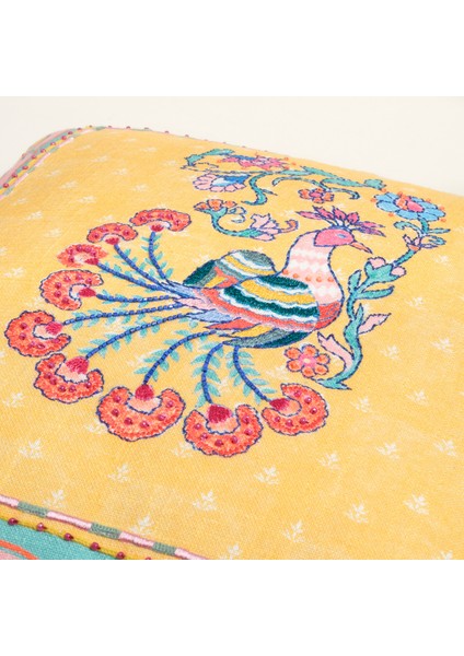 Ghunı Püsküllü Nakışlı Pamuk Dolgulu Kırlent 50X50 cm Sarı modelleri