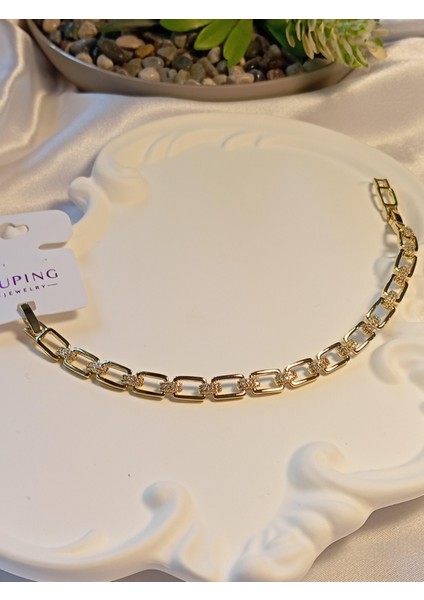 Dikdörtgen Zirkon Taşlı 14 K Kaplama Xuping Jewelry Bileklik