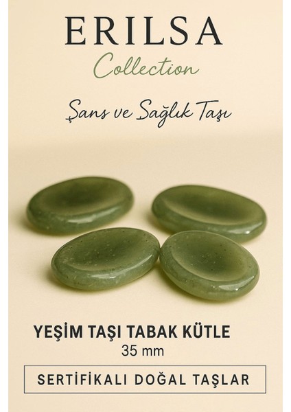 Sertifikalı Yeşim Taşı Kase Kütle 35 mm Doğal Şans ve Sağlık Taşı