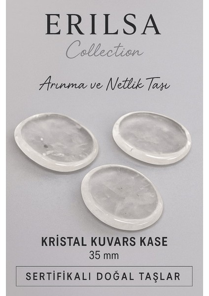 Sertifikalı Kristal Kuvars Doğal Taş Kase Kütle - 35 mm Arınma ve Netlik Taşı