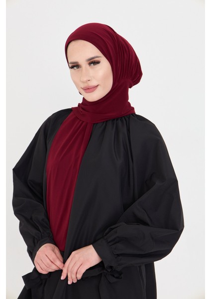 Bordo Pratik Hazır Geçmeli Tesettür Bone Sandy Boyunluklu Çıtçıtlı 2505_16