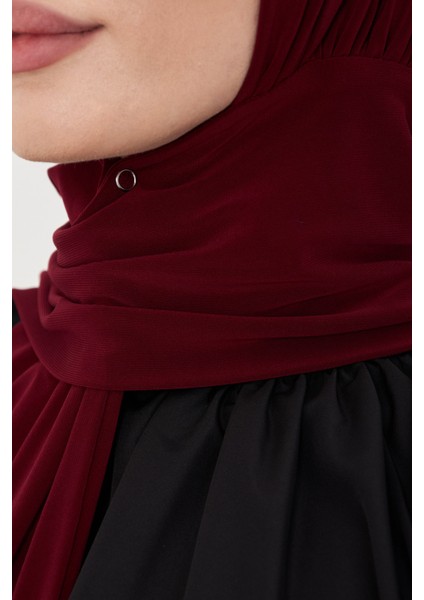 Bordo Pratik Hazır Geçmeli Tesettür Bone Sandy Boyunluklu Çıtçıtlı 2505_16 modelleri