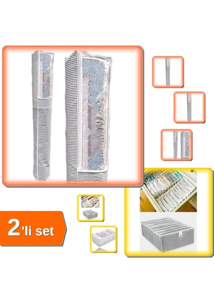 Halı Hurcu Pencereli Halı Hurcu 4 M2 + Akordiyon Çekmece Düzenleyici 8 Gözlü - 2li Set DEF789