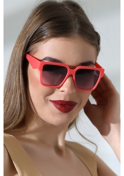 Kadın Kare Pembe Renkli Cam Mat Güneş Gözlüğü Garson Boy modelleri