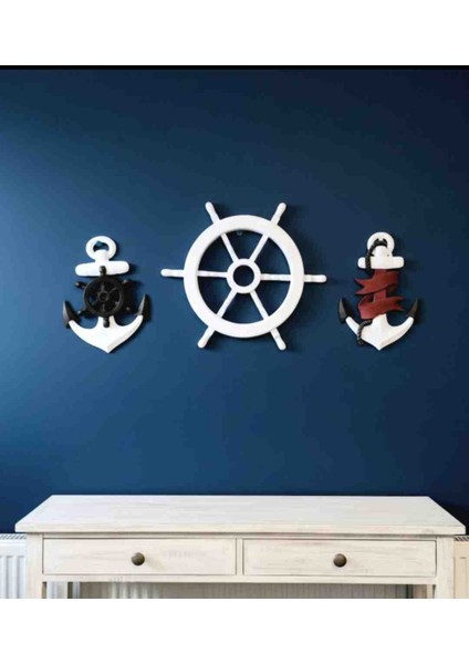 Dekoratif poliüretan duvar dekoru 3lu set Deniz temalı