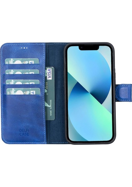 Apple iPhone 13 Uyumlu Deri Cüzdanlı Kılıf Okyanus Mavi fırsatları