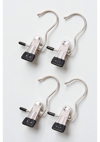 4lü Metal Eşarp Askısı Şal Askısı Silikon Uçlu Çok Amaçlı Askı Mandallı Kanca Kancalı Klips