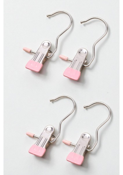 4lü Metal Eşarp Askısı Şal Askısı Silikon Uçlu Çok Amaçlı Askı Mandallı Kanca Kancalı Klips