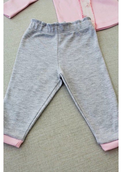 Litaetrend 3-6 6-9 9-12 Ay Matmazel Yaka Fırfır Detaylı Bandanalı Uzun Kollu Sweat 3lü Kız Bebek Takımı Pembe modelleri