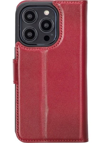 Apple iPhone 14 Pro Uyumlu Deri Cüzdanlı Kılıf Mwwn V4EF Kırmızı indirimleri