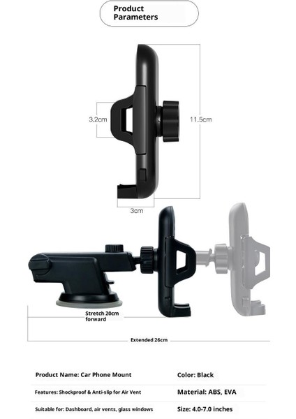 Vantuz + Havalandırma Araba Cep Telefonu Tutucu Araba Evrensel Araba Çok Fonksiyonlu Navigasyon Destek Braketi (Yurt Dışından) fiyatları