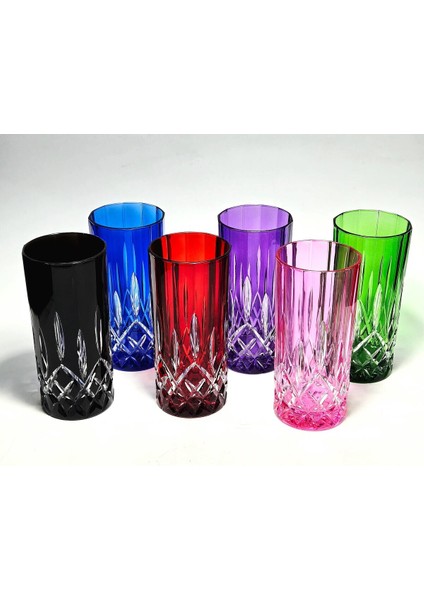 El Yapımı Kristal Cristalleria Italiana Renk Su Bardağı Takımı 6'lı fırsatları