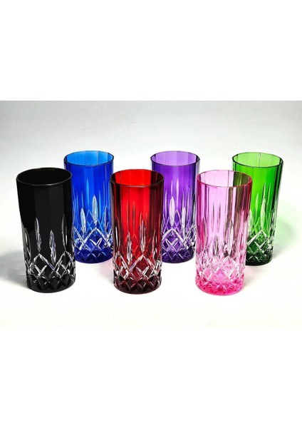 El Yapımı Kristal Cristalleria Italiana Renk Su Bardağı Takımı 6'lı indirimleri