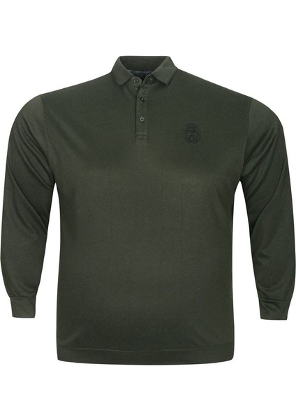 Büyük Beden Polo Yakalı Düğmeli Pamuklu Erkek Sweat