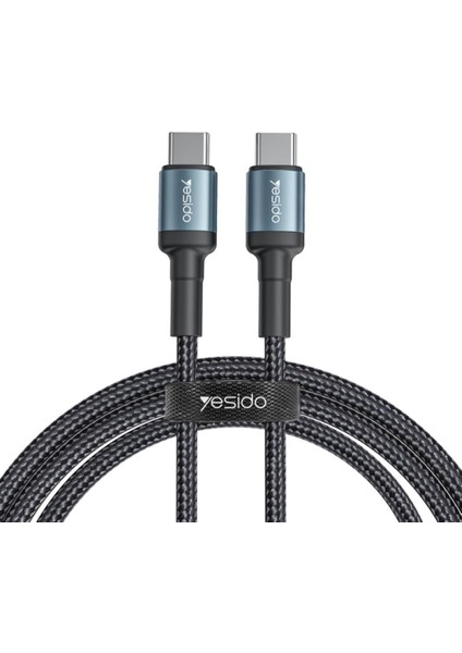 2m 60W Hasırlı Type-C To Type-C Pd Hızlı Şarj Kablosu - Siyah