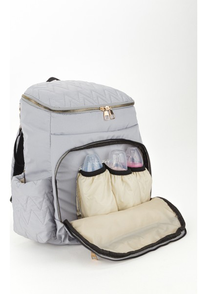 Nakışlı Bondit Hafif Kumaş Anne Bebek Bakım Çantası Termoslu Biberon Cepleri fırsatları