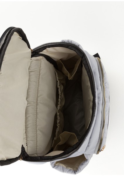 Nakışlı Bondit Hafif Kumaş Anne Bebek Bakım Çantası Termoslu Biberon Cepleri