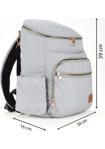 Nakışlı Bondit Hafif Kumaş Anne Bebek Bakım Çantası Termoslu Biberon Cepleri