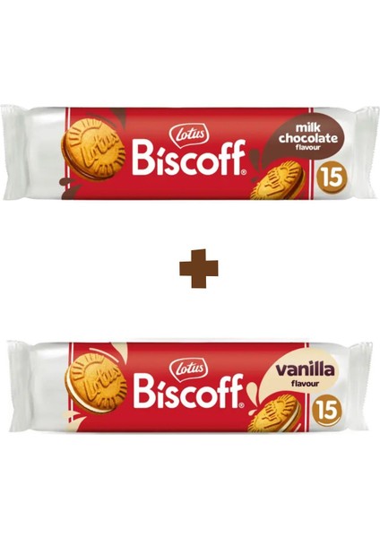 Biscoff Vanilya ve Çikolata Kremalı Sandviç Bisküvi 2'li
