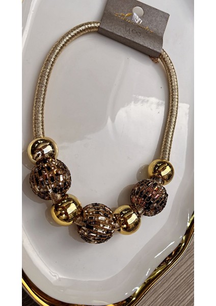 Lüks Model Altın Rengi Boncuklu Gerdanlık Kolye fiyatları