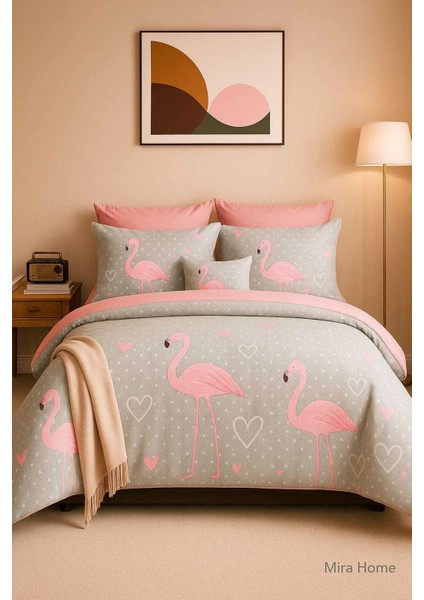 Çift Kişilik Pamuklu Nevresim Takımı Flamingo Love fiyatları