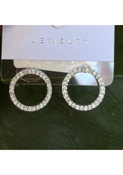 Gümüş Renk Lüks Gösterişli Daire Figürlü Küpe modelleri