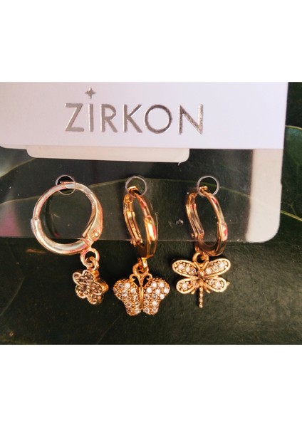 Gold Renk Lüks Gösterişli Figürlü Üçlü Küpe fırsatları