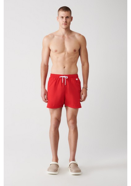 Erkek Kırmızı Düz Deniz Şortu A31Y3800