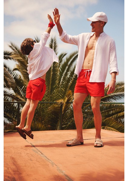 Erkek Kırmızı Düz Deniz Şortu A31Y3800