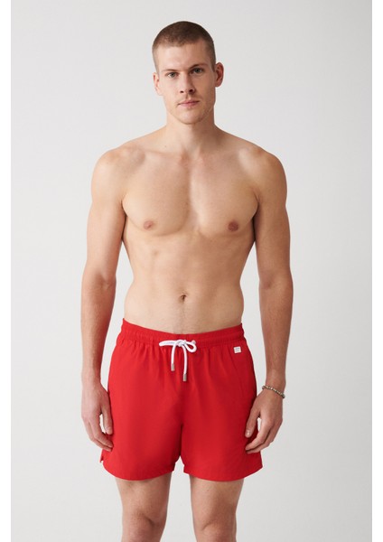 Erkek Kırmızı Düz Deniz Şortu A31Y3800