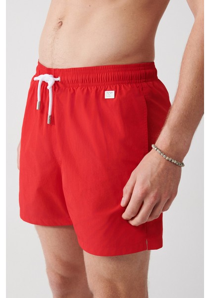 Erkek Kırmızı Düz Deniz Şortu A31Y3800