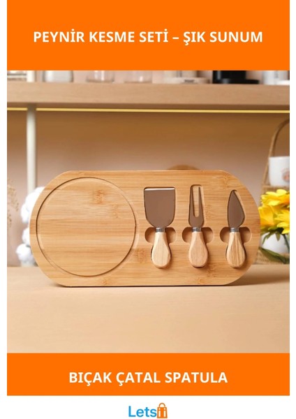 Şık Ahşap Peynir Kesme Bıçağı ve Sunum Takımı