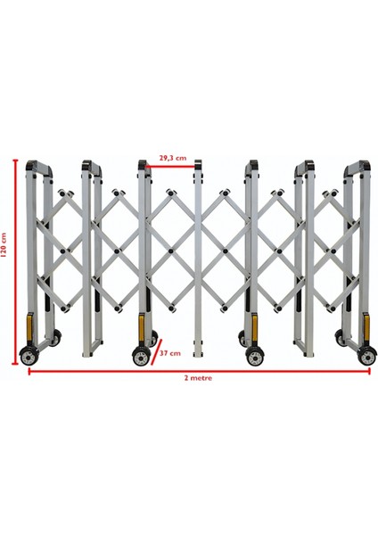 Alüminyum Akordiyon Bariyer 2 Metre