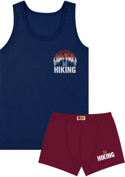 Erkek Çocuk Atlet Boxer Likralı Lacivert Go Hiking (%96 Pamuk - %4 Elastan)