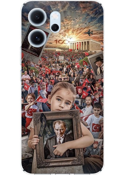 Oppo Reno 14F Uyumlu Anıtkabir Atatürk Portre Baskılı Silikon Kılıf