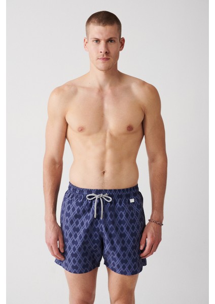 Erkek Lacivert Geometrik Baskılı Deniz Şortu A31Y3817