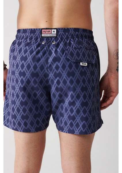 Erkek Lacivert Geometrik Baskılı Deniz Şortu A31Y3817