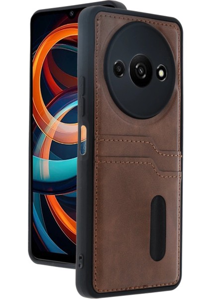 CPT16 Xiaomi Redmi A3 4g Kılıf Sara Kartvizitli Deri Kılıf - Taba