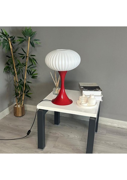 Mesa Beyaz Cam Masa Lambası Dekoratif Abajur Çocuk Odası Başucu Lambası Okuma Lambası