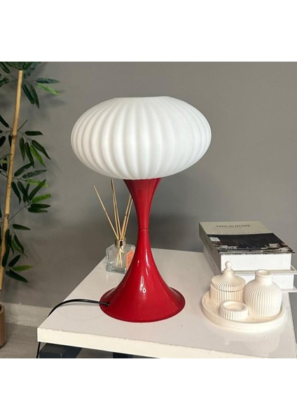 Mesa Beyaz Cam Masa Lambası Dekoratif Abajur Çocuk Odası Başucu Lambası Okuma Lambası