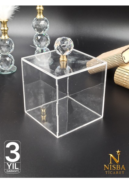 Kristal Topuzlu Şeffaf Kutu | Damat, Gelin, Bohça, Nişan, Sunum ve Ürün Sergileme Için Akrilik Kutu