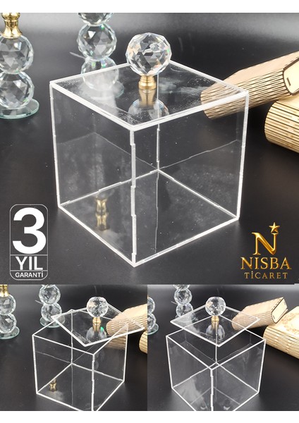 Kristal Topuzlu Şeffaf Kutu | Damat, Gelin, Bohça, Nişan, Sunum ve Ürün Sergileme Için Akrilik Kutu