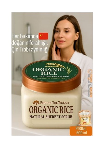 Profesyonel Organik Pirinç Doğal Peeling - Tüm Vücut Scrub 600 ml