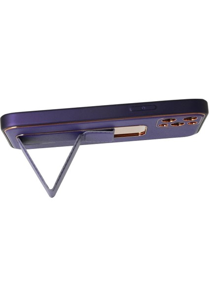 CPT16 iPhone 12 Pro Kılıf Coco Deri Standlı Kapak - Mor modelleri