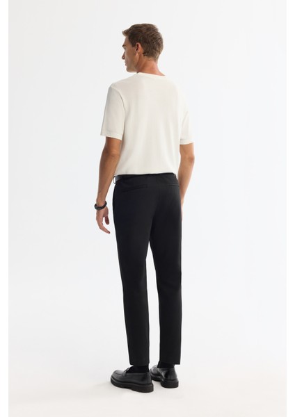 Erkek Ekru Bisiklet Yaka Jakarlı Rayon Triko Regular Fit T-Shirt A42Y5008