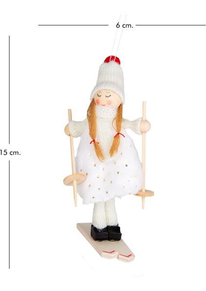 Yılbaşı Süsü, Kayak Yapan Peri Figürleri, Beyaz - Kutuda, Erkek ve Ka indirimleri